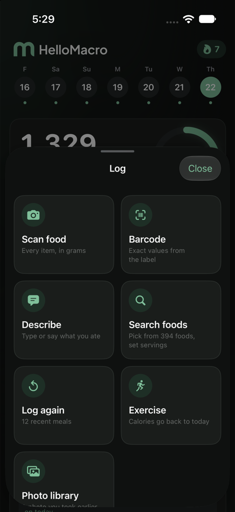 Logging sheet with photo, voice, text and barcode options